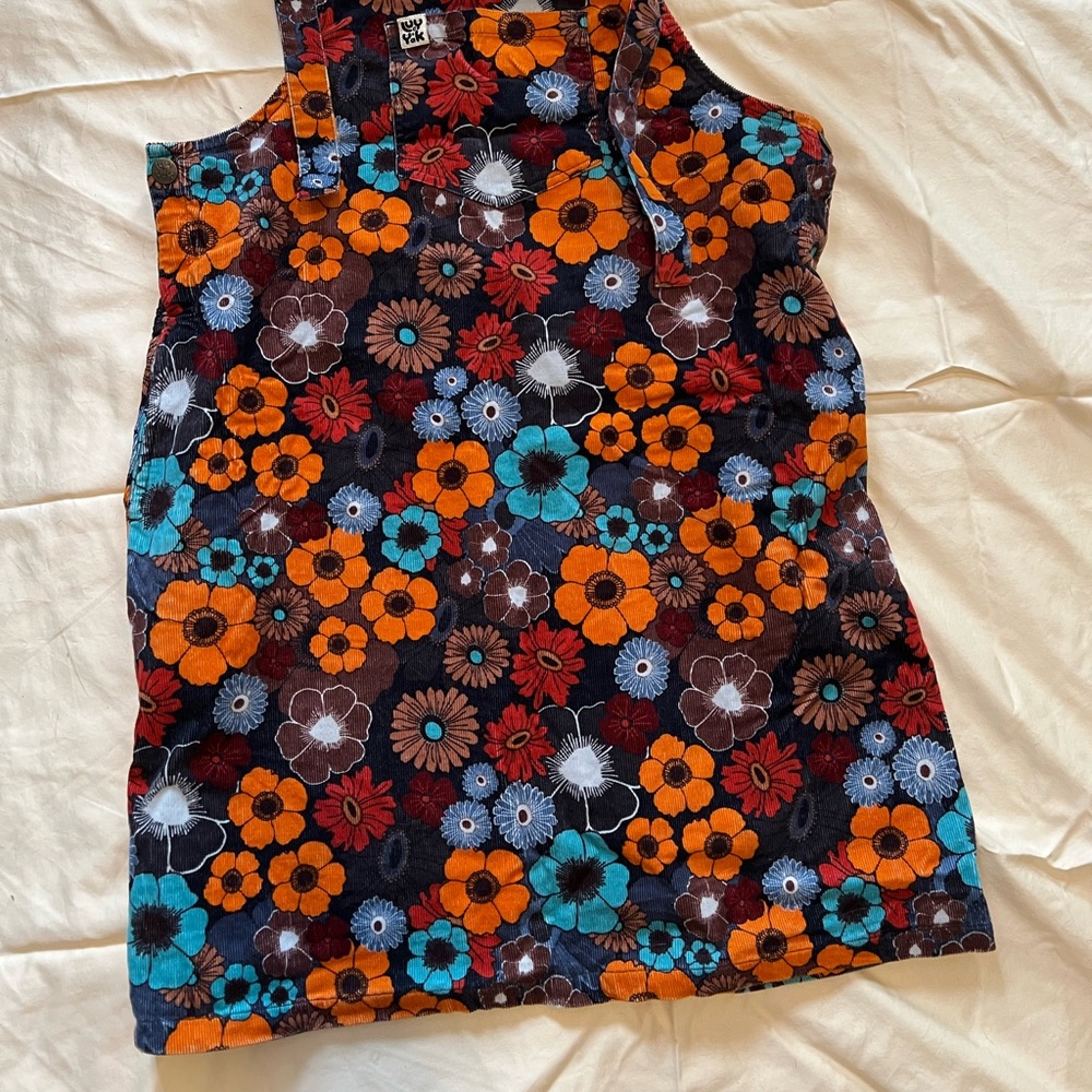 Lucy & Yak Floral Corduroy Midi Dress in Black, Orange, Red, Blue, Brown - Picture 6 of 6